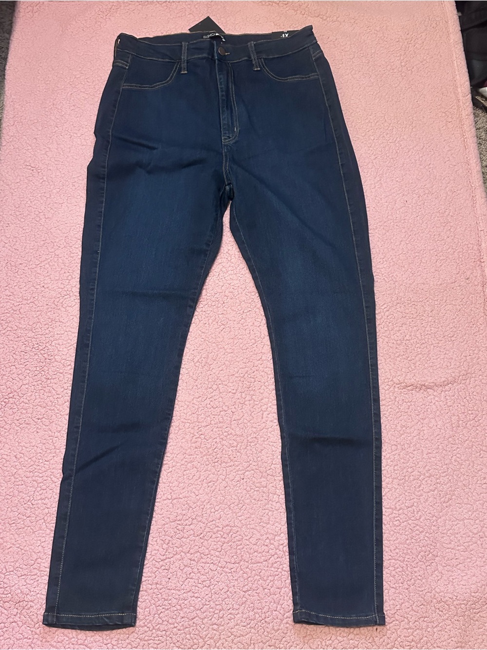 Fashion Nova Dark Denim Classic High Waist Skinny Jeans - Black Tag
